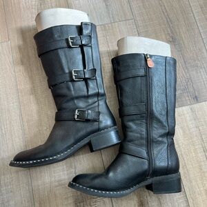 Kenneth Cole Gentle Souls Black Leather Calf Height Women's Boots Size 7